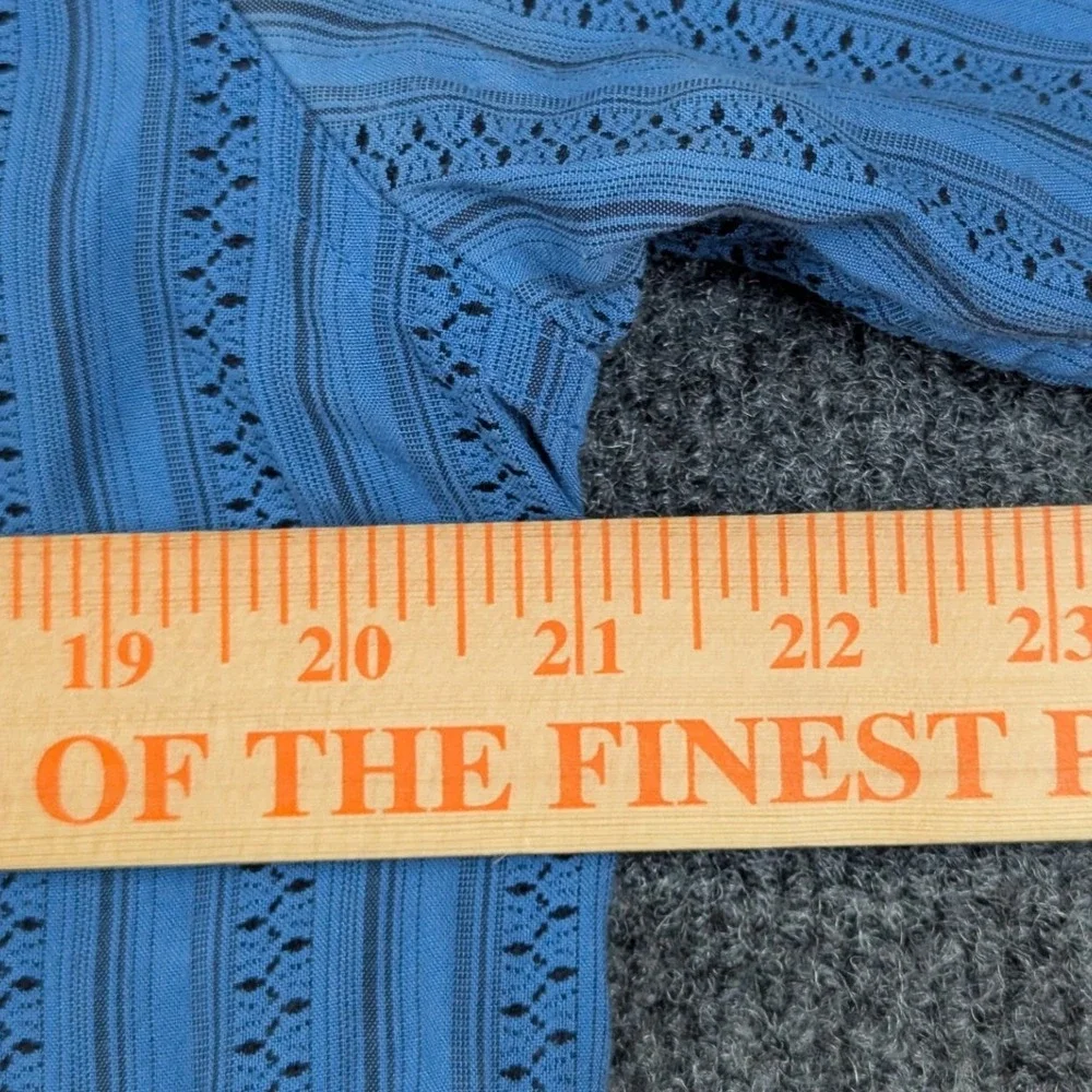 The North Face Mens Blue Textured Stripe Short Sleeve Button Up‎ Shirt AH6T L